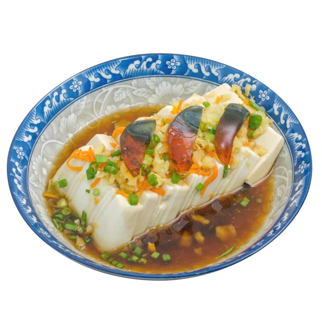 皮蛋甜菜脯蒸豆腐 century egg preserved carrot steam toufu